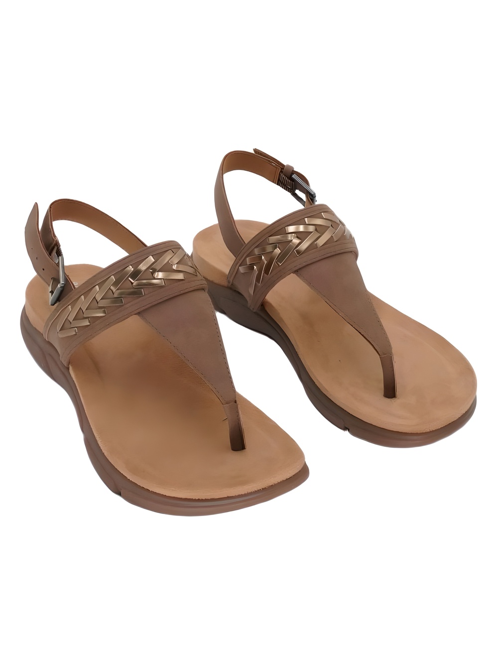 Easy Spirit Monte Woven T-Strap Sandals Medium Brown Bronze Size 6M